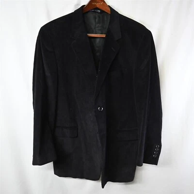 Stafford 44R Black Wide Wale Corduroy Cotton 2Btn Blazer Suit Jacket Sport Coat - Image 1 of 4
