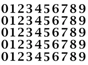 Lucida Font Numbers 50 pcs 0.5 Inch Black Fused Glass Decals - Picture 1 of 1