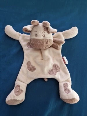 Doudou Les Bellodoux Vache Girafe Beige Marron Plat Tâches  - Photo 1/2