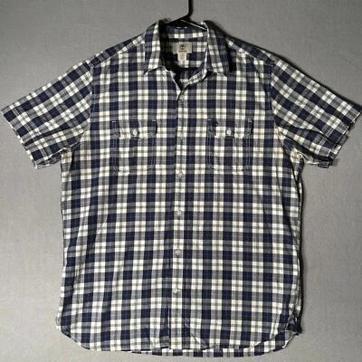 Timberland Shirt Adult Large Blue Plaid Button Down Short Sleeve SZ-Large - Image 1 of 4