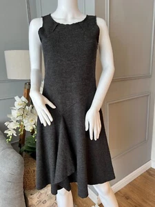 HOBBS Dress Size UK 10 Charcoal Grey Pure Wool Fit & Flare - Picture 1 of 11