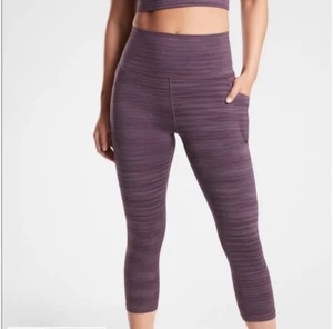 Athleta Salutation II Stash Pocket Purple Yoga Capri Pants Size Medium Leggings - Picture 1 of 5