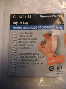 NEU LAY-IN LUG CU #14-4 AWG Kupfer Thomas & Betts CULL4-14-B2 PKG VON 2. - Bild 1 von 2