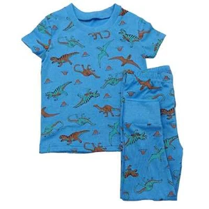 Blue Dinosaurs Shorts Pajamas For Kids Super Soft - 2 Piece Set - Picture 1 of 12