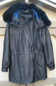 Bromley Sport Woman's Size M Gray Polyester Parka Coat Zipper Fox Fur Trim Hood - Picture 1 of 8