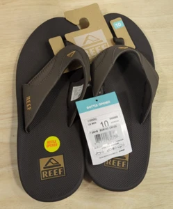 REEF Fanning Men’s Flip-Flop Size 10 Sandal & Sole Bottle Opener (Brown) NEW O10 - Picture 1 of 6