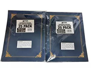 50q Portacertificato blu navy con bordo in lamina d'oro, per dimensione lettera - Foto 1 di 2
