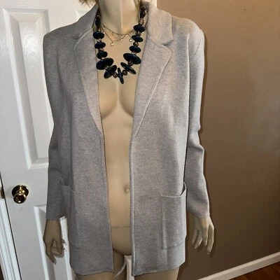 Chaqueta Cardigan Blazer Magaschoni Abierta Mezcla Lana Tejida Gris Claro Talla Pequeña Foto 1 de 4