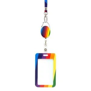 ID Card Holder Combo Safety Breakaway Rainbow Coloured Neck Strap Keys Lanyards - Picture 1 of 9