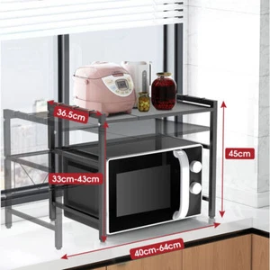 2 Tier Stainless SteelMicrowave Oven Rack Stand Kitchen Storage Organiser Shelf - Picture 1 of 8