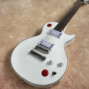 Nueva Guitarra Eléctrica LP Blanca Personalizada Tuerca de Hueso Cromo Herrajes Puente Fijo - Imagen 1 de 13