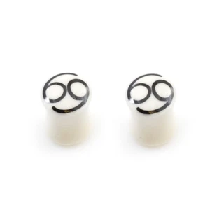 Pair of Ear Plugs made of Organic Horn Bone with 69 Number Design - Picture 1 of 5