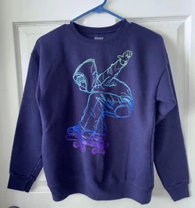 hanes soft sweatshirt Size Kids XL Skateboard Themed Navy Blue - Picture 1 of 6