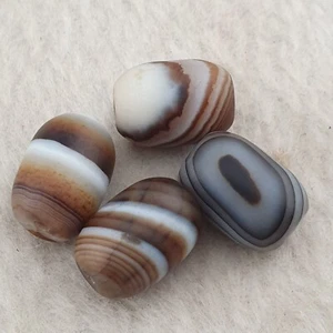 Vintage Suliemani Natural Eyes Agate Beads Lot of 4 - Picture 1 of 19