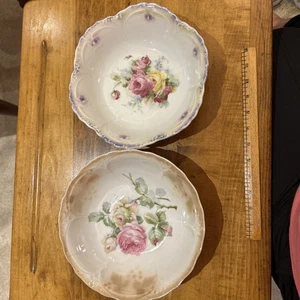 VTG. serving bowls-PAIR-decorate-roses-floral pattern 9"x2.5"Priced To Sell - Picture 1 of 5