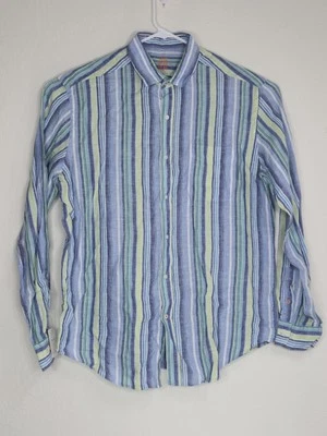 J.Mclaughlin Linen Button Down Shirt Gramercy Multicolor Stripe Size L Mens NEW - Image 1 of 4