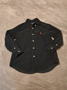 Ralph Lauren Boys Black Corduroy Button Down Shirt Long Sleeve Cotton Sz 6 Logo - Picture 1 of 8