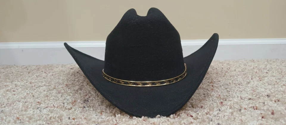 Western Express Black Faux Felt Wide Brim Western Cowboy Hat 7 3/8 - Image 1 of 4