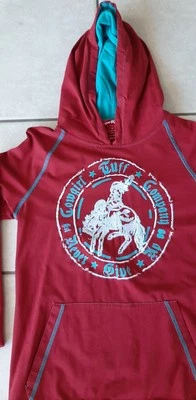 COWGIRL TUFF FRONT BUCKIN HORSE EMBROIDERY SWEAT SHIRT HOODIE SIZE MEDIUM - Image 1 of 4