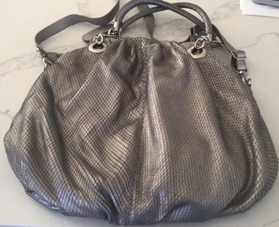 CYNTHIA ROWLEY Silver Leather Reptile Snake  Handbag Shoulder Strap - Image 1 of 4