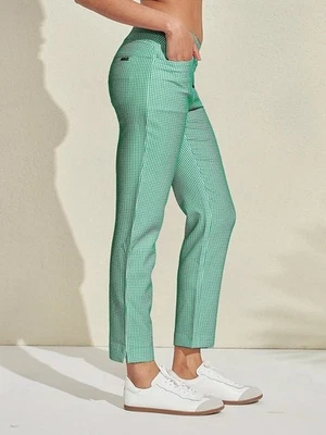 Pantalón Ace Golfs Mujer Talla Mediana Verde Blanco Cuadros Cuadros Elastizado Bolsillo Pull On Foto 1 de 4