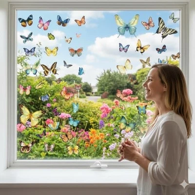 59 Pcs Window Decals – Colorful Window Clings to Prevent Bird Butterfly - image 1 of 4