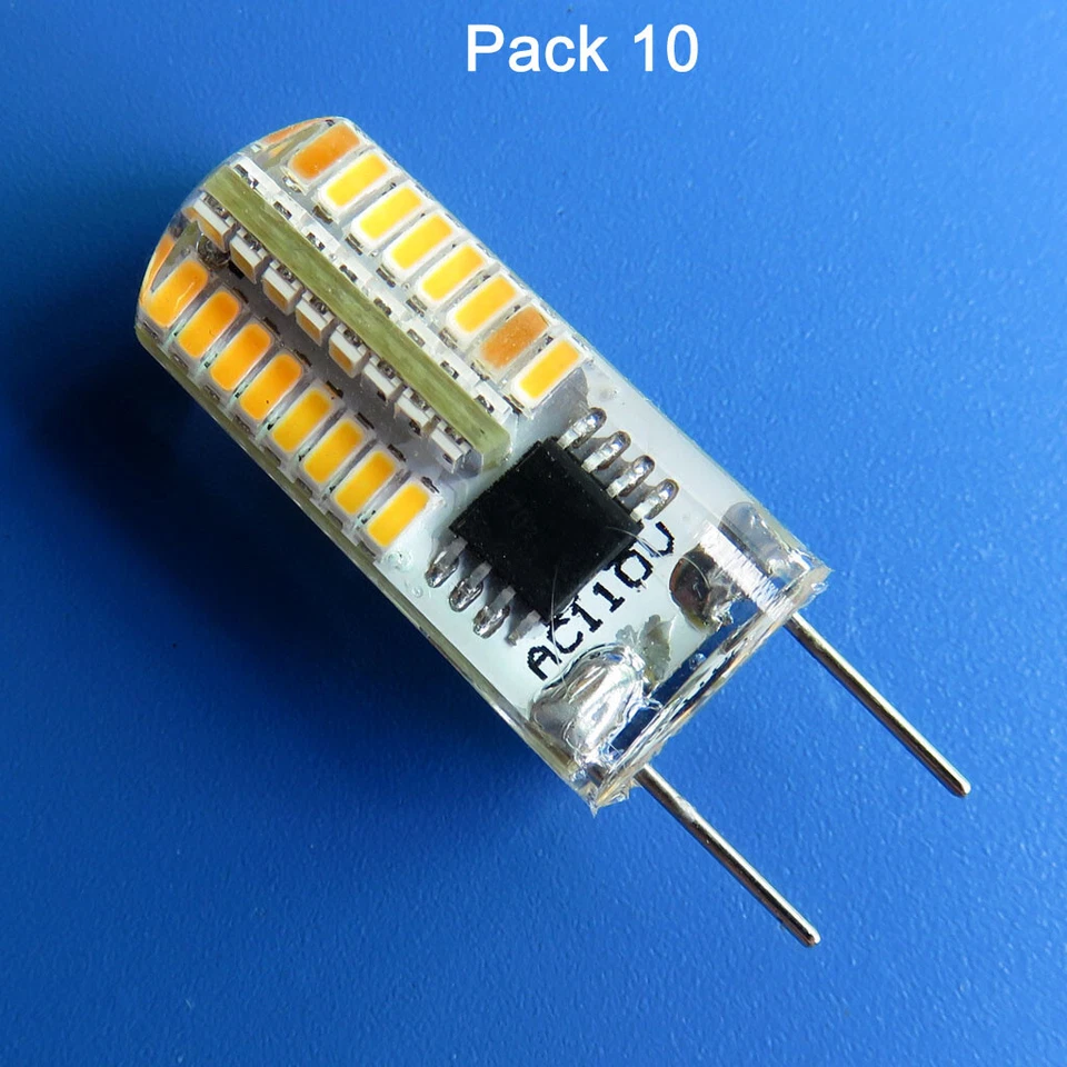 10pcs G8 T4 LED Light Bulb 64 3014 SMD Silicone Dimmable Lamp 110V Warm White #X - Image 1 of 4
