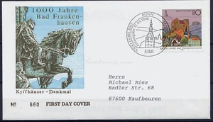 FDC Alemania, 1998. Bonn to Kaufbeuren. 1000 años de Bad Frankenhausen Kyffhauser D - Imagen 1 de 2