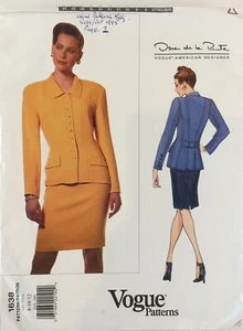 Vogue 1638 Oscar de la Renta Suit Jacket Skirt LABLE Ladies New Uncut Pattern - Picture 1 of 11