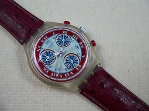 Reloj Swiss Swatch 1993 cronógrafo molino de viento SCK103 correa de cuero - Imagen 1 de 2
