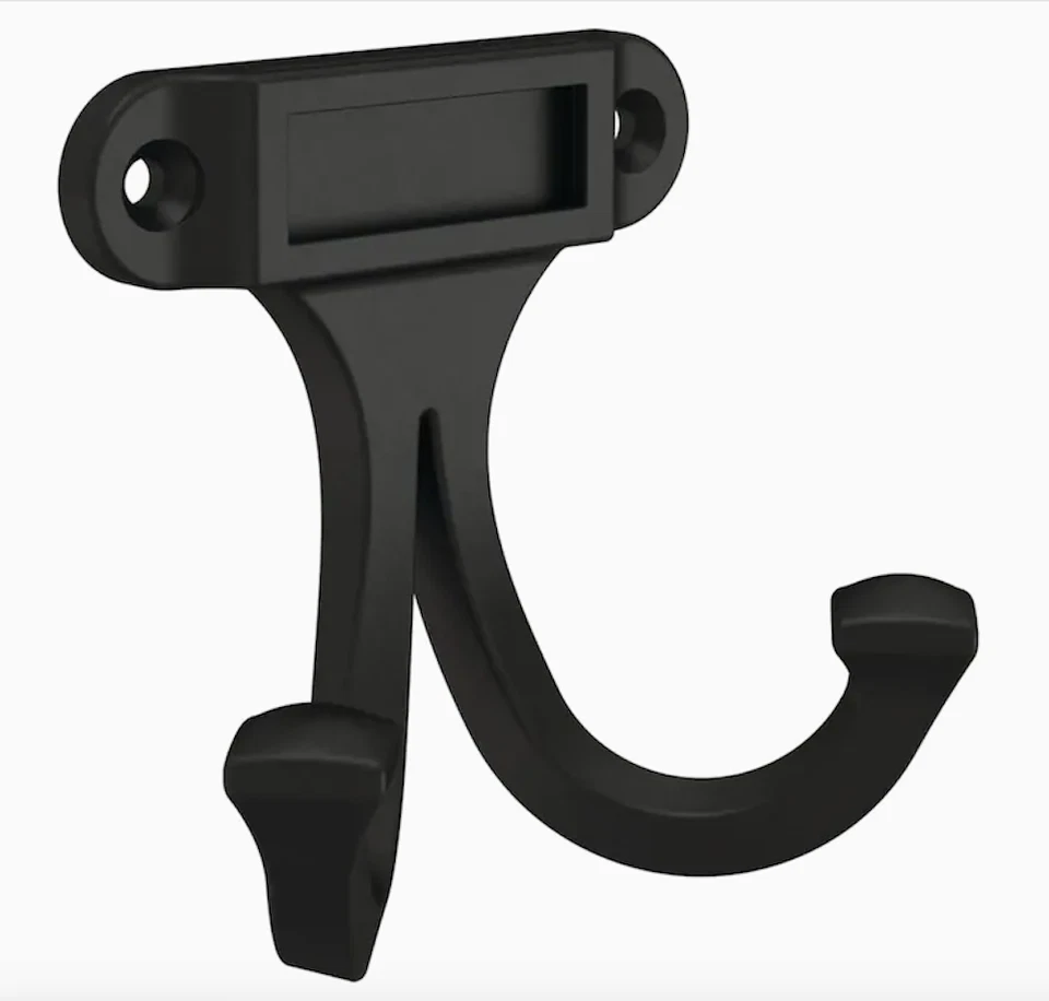 Gancho de doble punta Brainerd B42292J-FB plano negro 3 1/5" etiqueta Foto 1 de 1