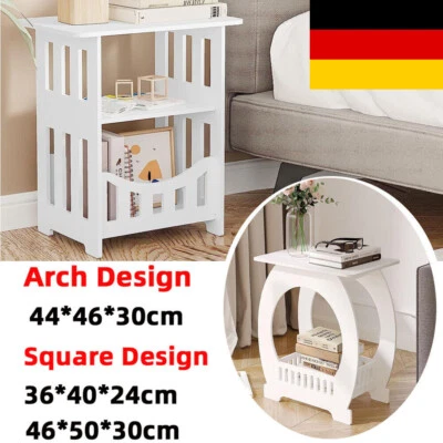 2/3 Ebenen Nachttisch Beistelltisch Nachtschrank Nachtkonsolen Couchtisch Weiß - Bild 1 von 4