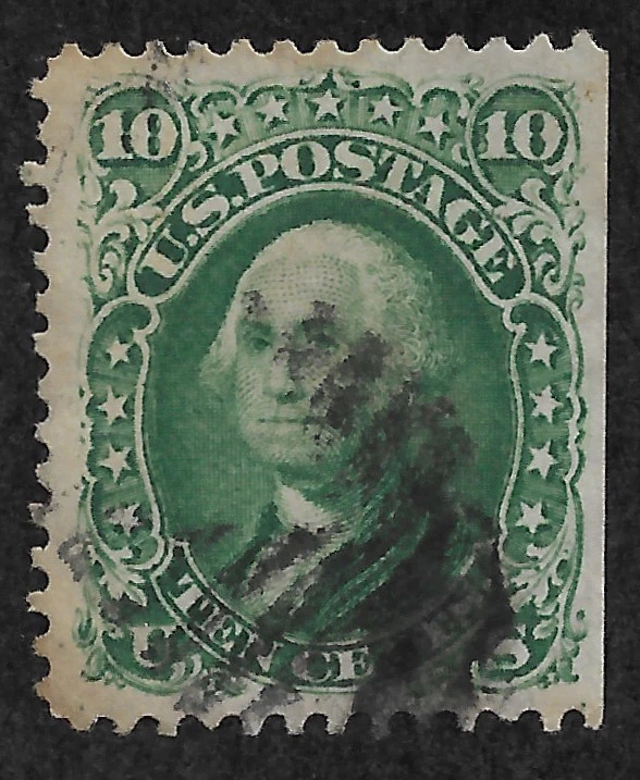 US #68 (1861) 10c Washington - Green - Used - VF/XF - Image 1 of 2