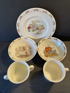Juego de 5 piezas Royal Doulton Bunnykins: taza de doble asa, cuencos, plato, taza usada en excelente estado - Imagen 1 de 22