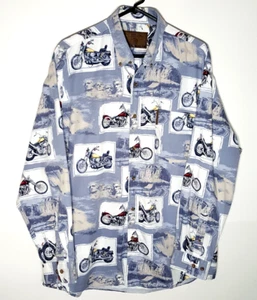 Mount Rushmore Button Shirt | Motorcycles Americana Long Sleeve | Mens Large - Picture 1 of 8