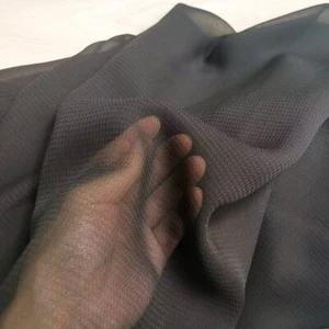 1yard X 1.06meter Black Silk Cotton Ggt Fabric Textured Silk Crepe Material - Picture 1 of 6