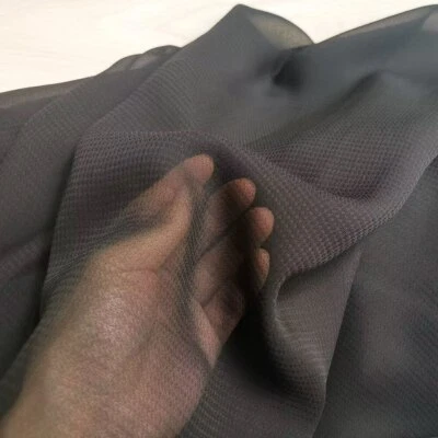 1yard X 1.06meter Black Silk Cotton Ggt Fabric Textured Silk Crepe Material - Image 1 of 4