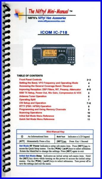 NIFTY MM-IC718 IC-718 Nifty! Quick Reference Guide - Image 1 of 1