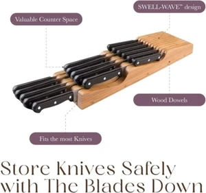 Organizador de cajones de cuchillos de bambú para cocina con capacidad para 16 cuchillos - Imagen 1 de 6