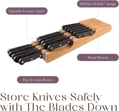 Organizador de cajones de cuchillos de bambú para cocina con capacidad para 16 cuchillos Foto 1 de 4