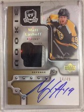 2006-07 Upper Deck The Cup Matt Lashoff Rookie Autograph Patch Rainbow #14/49