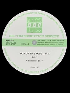 Top Of The Pops–1175, BBC Transcription, fully laminated cue sheets, UK, 1987 - Picture 1 of 9