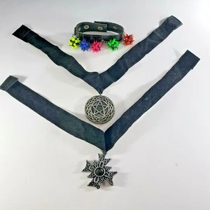  Halloween Costume Accessory Choker Gothic Necklace Silicone Chain Bracelet Lot  - Picture 1 of 5