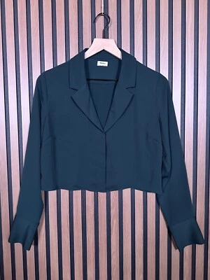 Camisa Talula Pequeña Mujer Verde Manga Larga Botón Cuello Recortado Top Foto 1 de 4