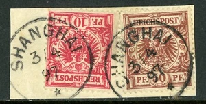 China 1897 Alemania 10pf+50pf Michel V46b+V50c (Sc #48+51) VFU E925 - Imagen 1 de 2