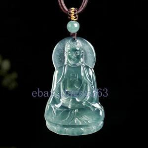 Zertifizierter natürlicher A-Klasse Jadeit Eis klebrig blau Wasser Buddha Anhänger - Bild 1 von 5