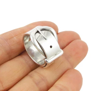 Grober Gürtelschnallenring 925 Sterling Silber massiv gepunzt Band in Geschenkbox - Bild 1 von 6