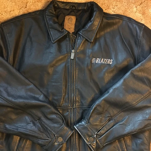 Vtg Portland Trailblazers Leather Jacket Gear for Sports 90s blazers bomber XL Cover