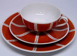 OSCAR SCHLEGELMILCH 3 piezas trío taza de té plato platillo alemán mediados de siglo - Imagen 1 de 8
