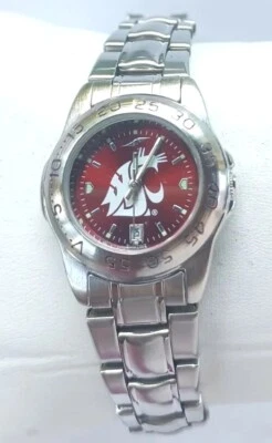 Women Washington State Cougars Watch Steel Bracelet Band Silver Case Logo Ncaa - Image 1 of 4